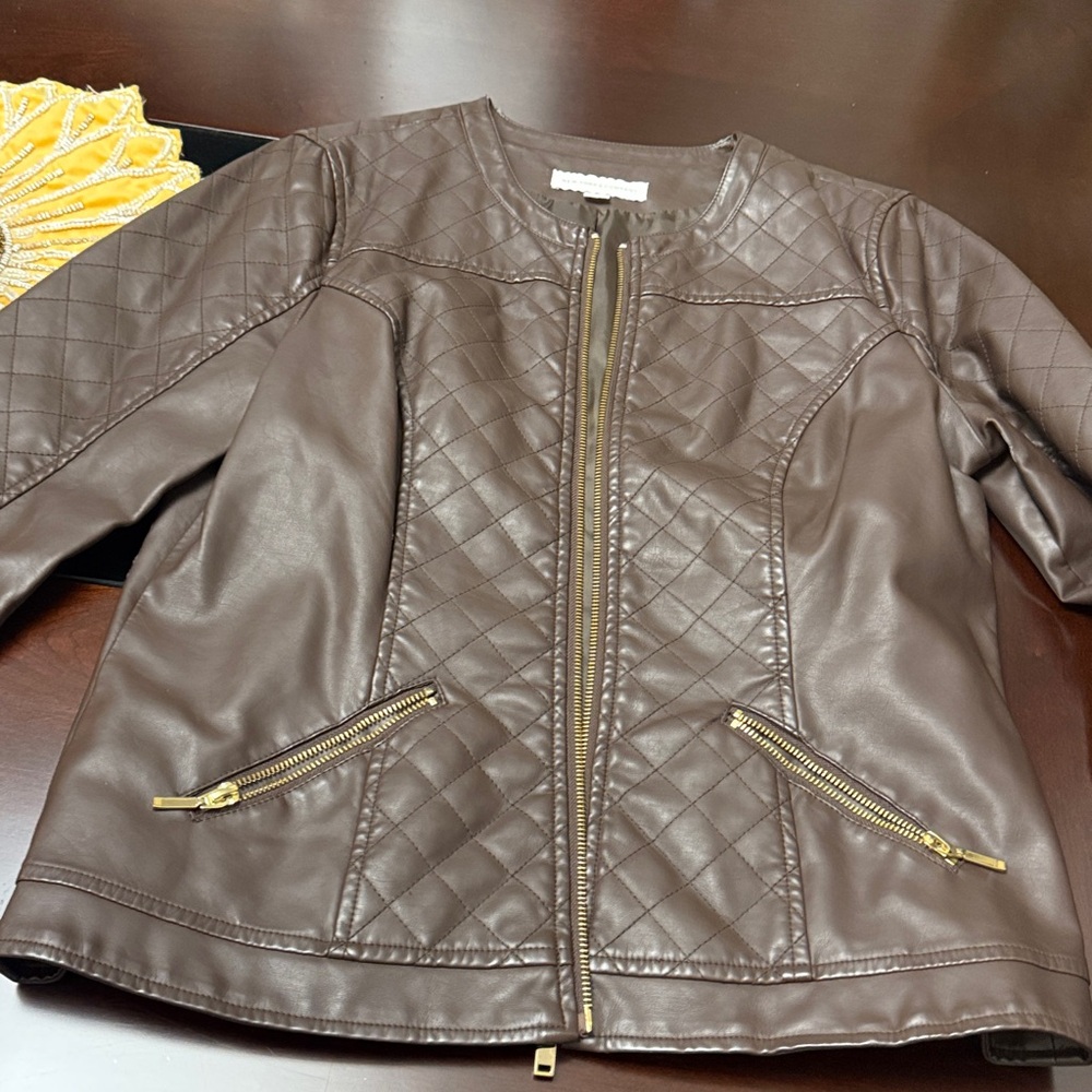 New York & Company Brown Quilted Jacket